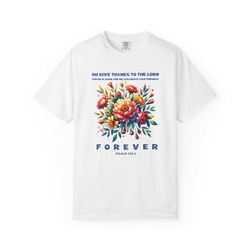 Give Thanks to the Lord Boho Floral Christian Graphic Tee - Encore2woWhiteS