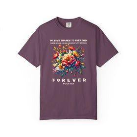 Give Thanks to the Lord Boho Floral Christian Graphic Tee - Encore2woBerryS