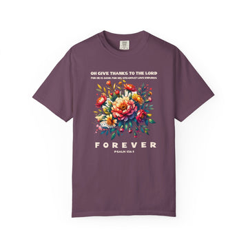 Give Thanks to the Lord Boho Floral Christian Graphic Tee - Encore2woBerryS