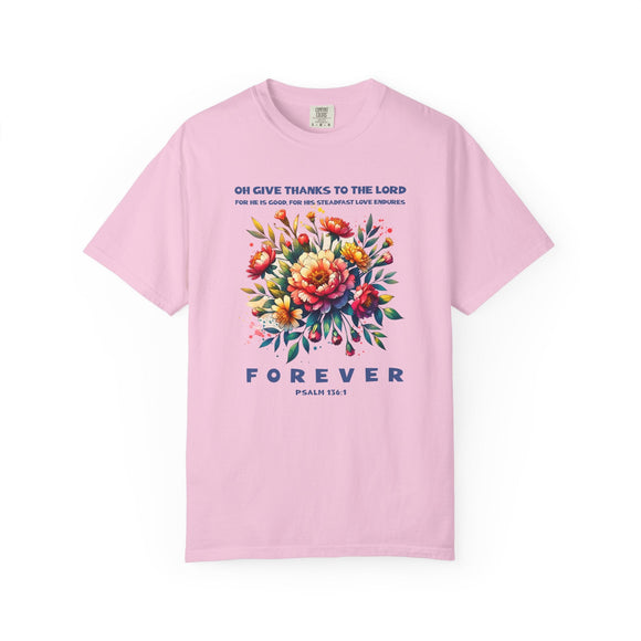 Give Thanks to the Lord Boho Floral Christian Graphic Tee - Encore2woBlossomS