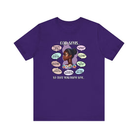 God Says Biblical Affirmations Tee Inspirational Faith Shirt - Encore2woTeam PurpleS