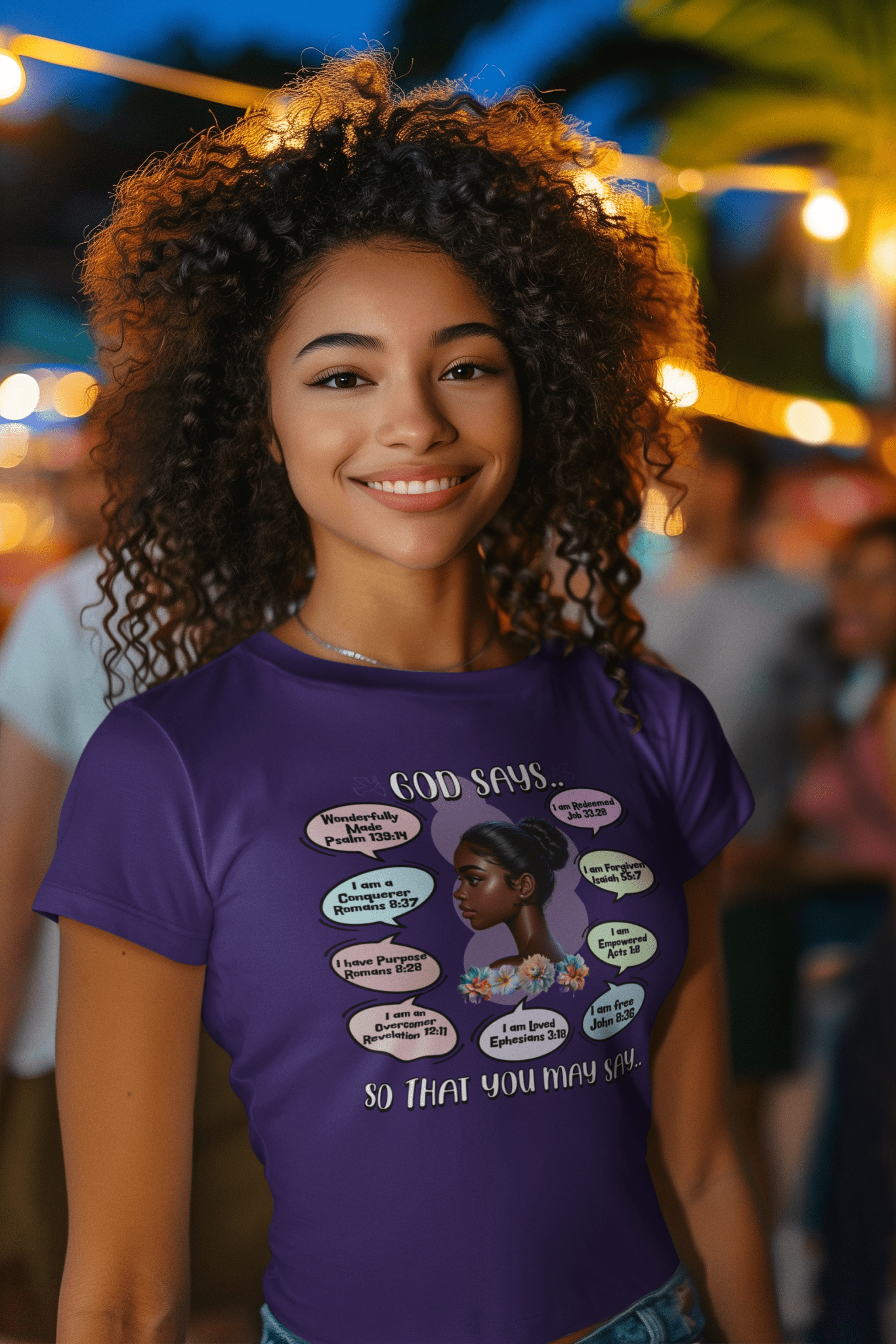 God Says, So That You May Say T-Shirt - Biblical Affirmations Design for Women of Color - Encore2woWhiteS