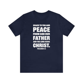 Grace and Peace Philemon 1:3 T-Shirt Bold Lettering Unisex Christian Shirt - Encore2woNavyS