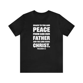 Grace and Peace Philemon 1:3 T-Shirt Bold Lettering Unisex Christian Shirt - Encore2woBlackS