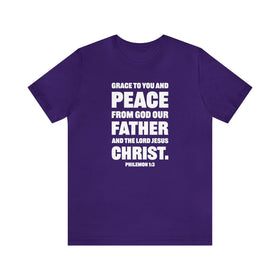 Grace and Peace Philemon 1:3 Unisex Christian T-Shirt - Encore2woTeam PurpleS