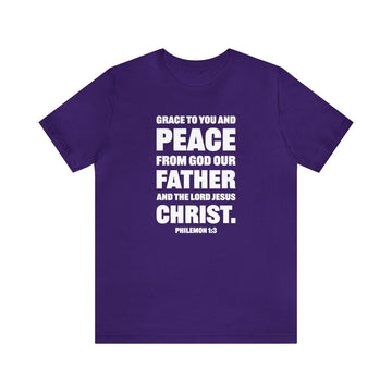 Grace and Peace Philemon 1:3 Unisex Christian T-Shirt - Encore2woTeam PurpleS