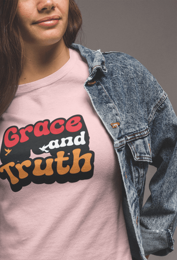 Grace and Truth Retro Christian Graphic Tee Dove Faith Shirt - Encore2woPinkS