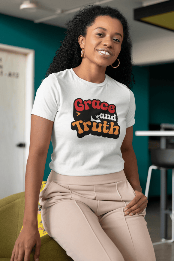 Grace and Truth Retro Christian Graphic Tee Dove Faith Shirt - Encore2woRedS