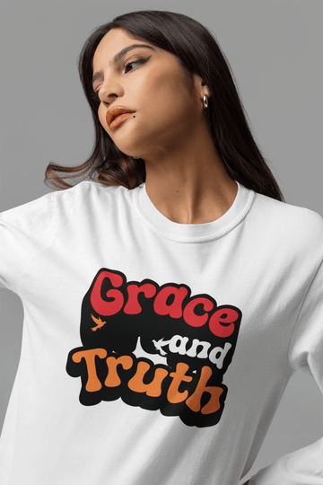 Grace and Truth Retro Christian Graphic Tee Dove Faith Shirt - Encore2woWhiteS