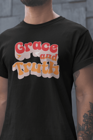 Grace and Truth Retro Christian Graphic Tee Dove Faith Shirt - Encore2woBlackS