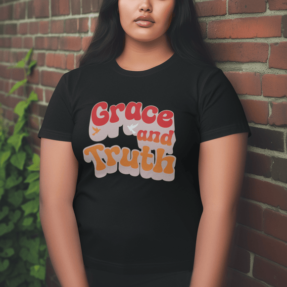 Grace and Truth Retro Christian Graphic Tee Dove Faith Shirt - Encore2woRedS