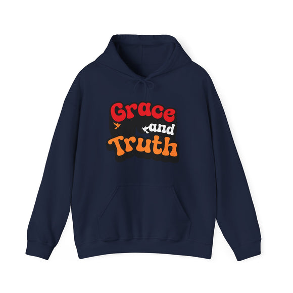 Grace and Truth Retro Hoodie Vintage Faith Sweatshirt - Encore2woNavyS