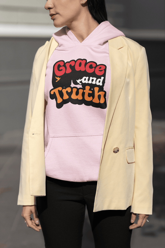 Grace and Truth Retro Hoodie Vintage Faith Sweatshirt - Encore2woNavyS