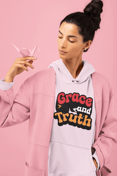 Grace and Truth Retro Hoodie Vintage Faith Sweatshirt - Encore2woLight PinkS