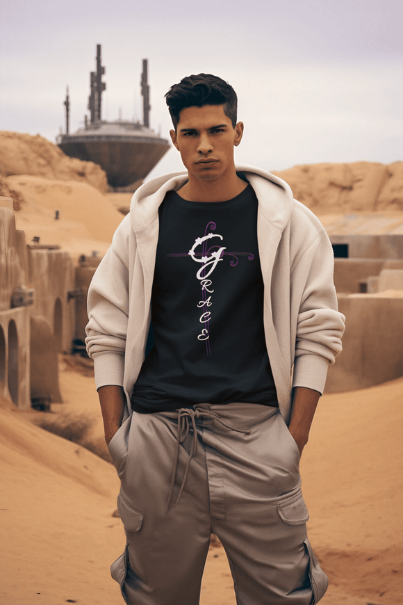 Grace Christian Vertical Typography T-Shirt - Encore2woBlackS