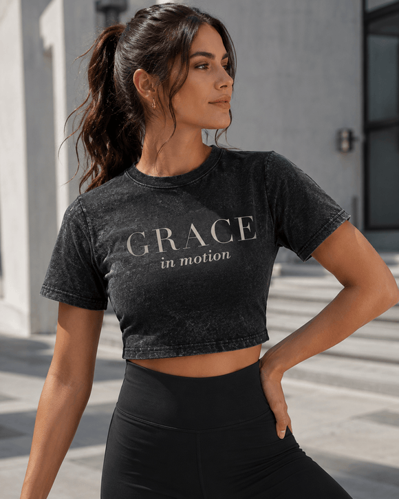 Grace in Motion Women’s Snow-Washed Crop Top - Encore2woBlackS