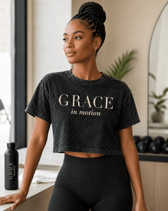 Grace in Motion Women’s Snow-Washed Crop Top - Encore2woBlackS