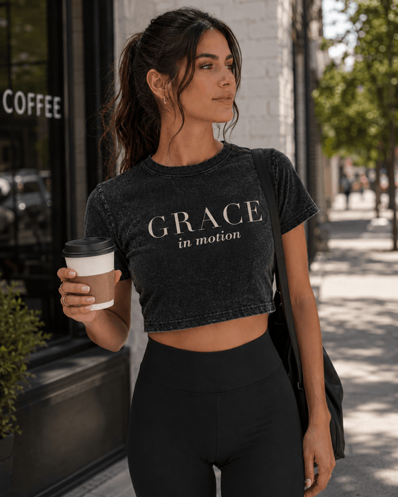 Grace in Motion Women’s Snow-Washed Crop Top - Encore2woBlackS