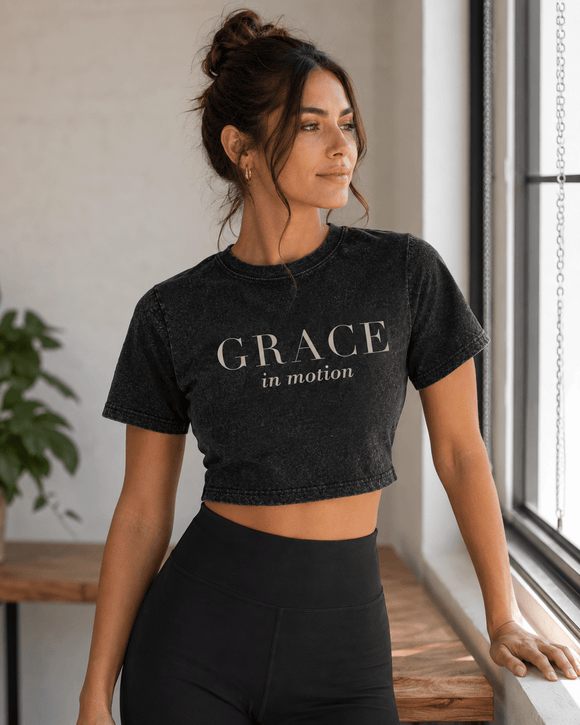 Grace in Motion Women’s Snow-Washed Crop Top - Encore2woBlackS