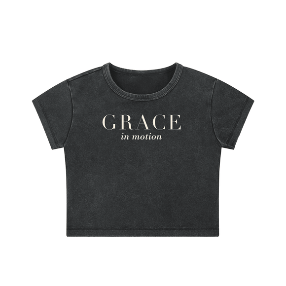 Grace in Motion Women’s Snow-Washed Crop Top - Encore2woBlackS