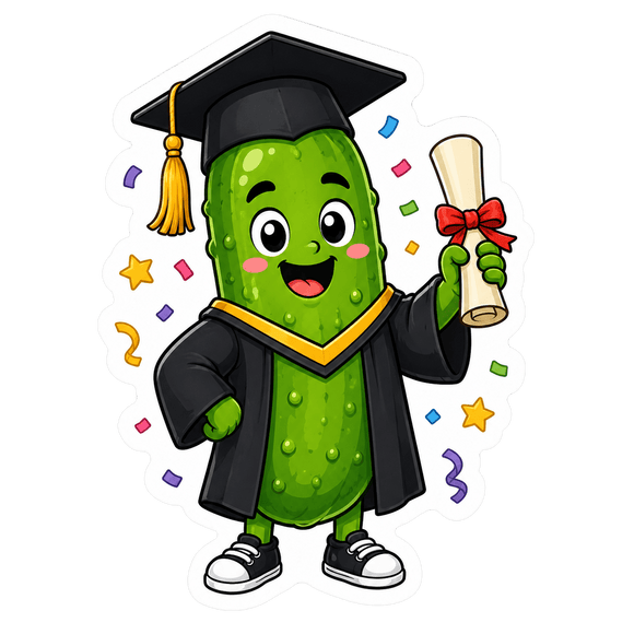 Graduating Pickle Sticker - 3 Pack - Encore2wo