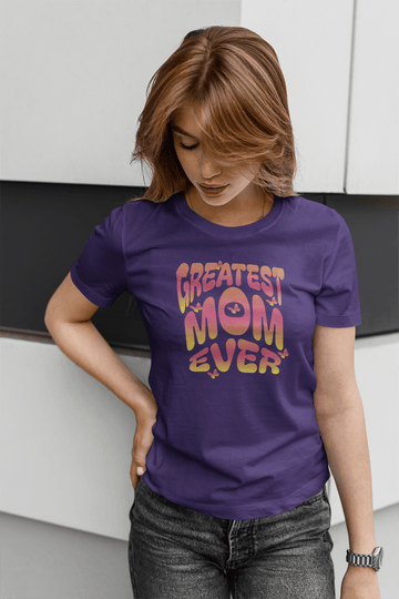 Greatest Mom Ever Retro Butterfly Graphic Tee Colorful Mother’s Day Gift Shirt - Encore2woTeam PurpleS