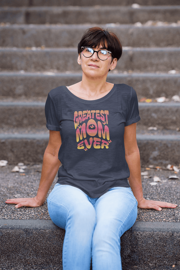 Greatest Mom Ever Retro Butterfly Graphic Tee Colorful Mother’s Day Gift Shirt - Encore2woTeam PurpleS