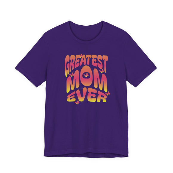 Greatest Mom Ever Retro Butterfly Graphic Tee Colorful Mother’s Day Gift Shirt - Encore2woTeam PurpleS