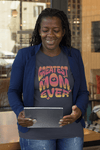Greatest Mom Ever Retro Butterfly Graphic Tee Colorful Mother’s Day Gift Shirt - Encore2woNavyS