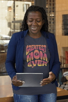 Greatest Mom Ever Retro Butterfly Graphic Tee Colorful Mother’s Day Gift Shirt - Encore2woNavyS