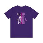 Guard Your Heart and Mind Philippians 4:7 Christian Scripture Tee - Encore2woTeam PurpleS