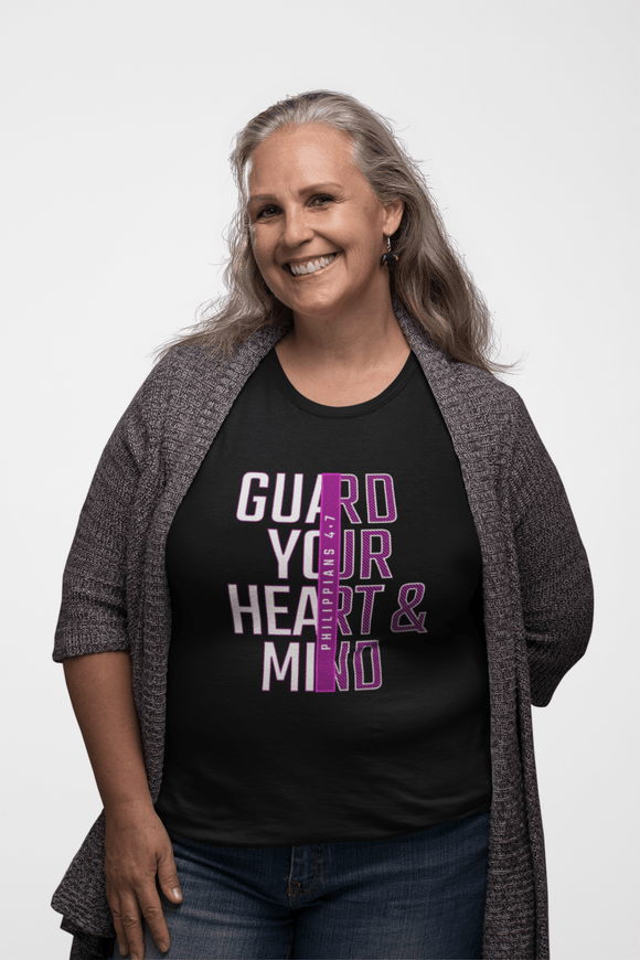 Guard Your Heart and Mind Philippians 4:7 Christian Scripture Tee - Encore2woTeam PurpleS