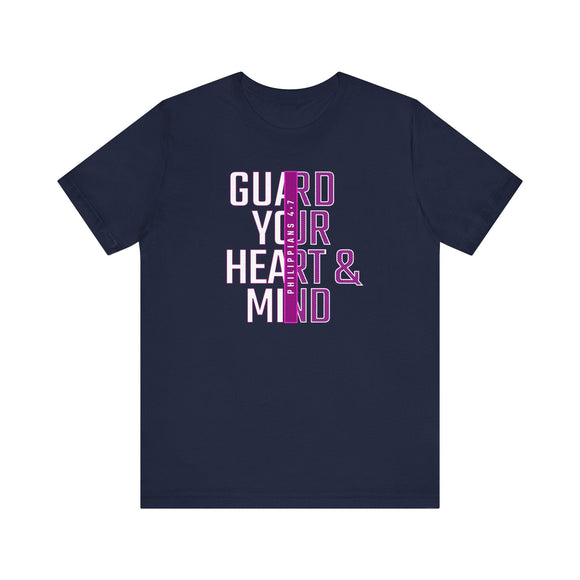Guard Your Heart and Mind Philippians 4:7 Christian Scripture Tee - Encore2woNavyS