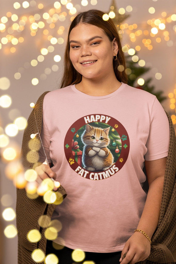 Happy Fat Catmus Tee Unisex Funny Christmas T-Shirt - Encore2woBlackS