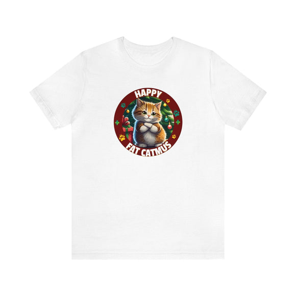Happy Fat Catmus Tee Unisex Funny Christmas T-Shirt - Encore2woWhiteS