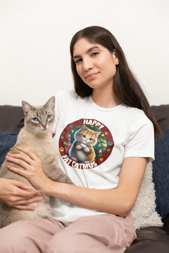 Happy Fat Catmus Unisex Funny Christmas T-Shirt - Encore2woBlackS