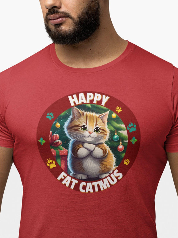Happy Fat Catmus Unisex Funny Christmas T-Shirt - Encore2woBlackS