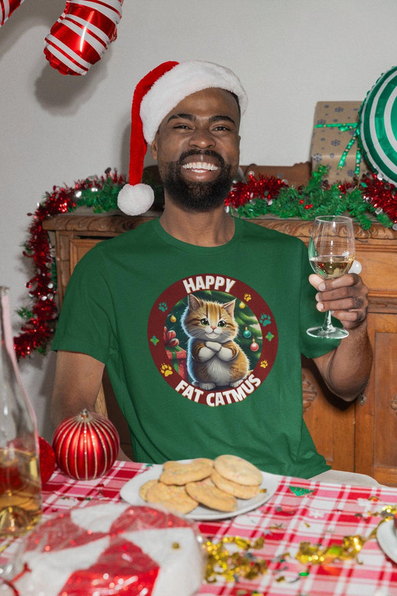 Happy Fat Catmus Unisex Funny Christmas T-Shirt - Encore2woBlackS