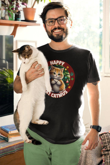 Happy Fat Catmus Unisex Funny Christmas T-Shirt - Encore2woBlackS