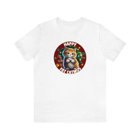 Happy Fat Catmus Unisex Funny Christmas T-Shirt - Encore2woWhiteS