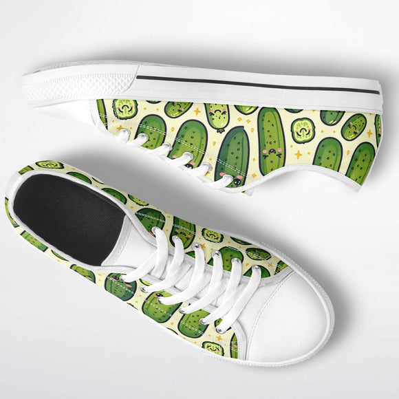 Happy Pickle Low Top Sneakers – Cute Pickle Canvas Shoes - Encore2woW 5 / M 3