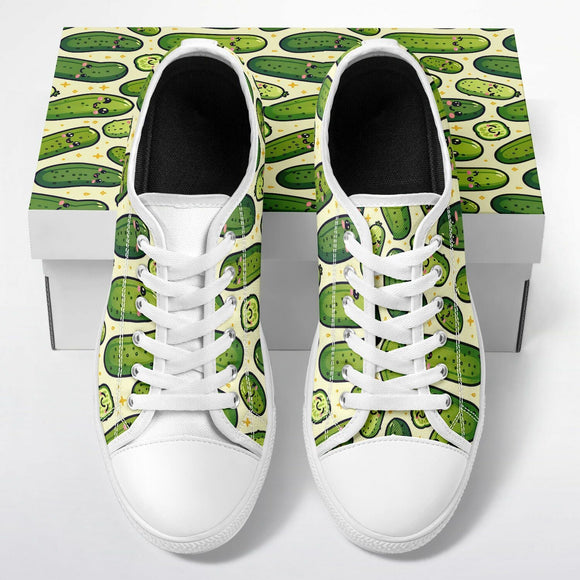Happy Pickle Low Top Sneakers – Cute Pickle Canvas Shoes - Encore2woW 5 / M 3