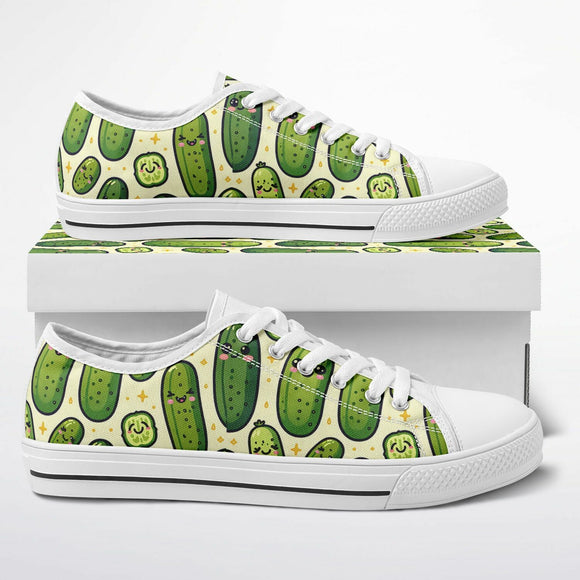Happy Pickle Low Top Sneakers – Cute Pickle Canvas Shoes - Encore2woW 5 / M 3