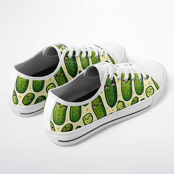 Happy Pickle Low Top Sneakers – Cute Pickle Canvas Shoes - Encore2woW 5 / M 3
