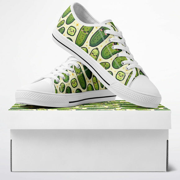Happy Pickle Low Top Sneakers – Cute Pickle Canvas Shoes - Encore2woW 5 / M 3