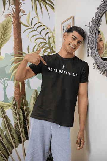 He Is Faithful Christian T-Shirt | Comfort Colors 1717 - Encore2woBlackS