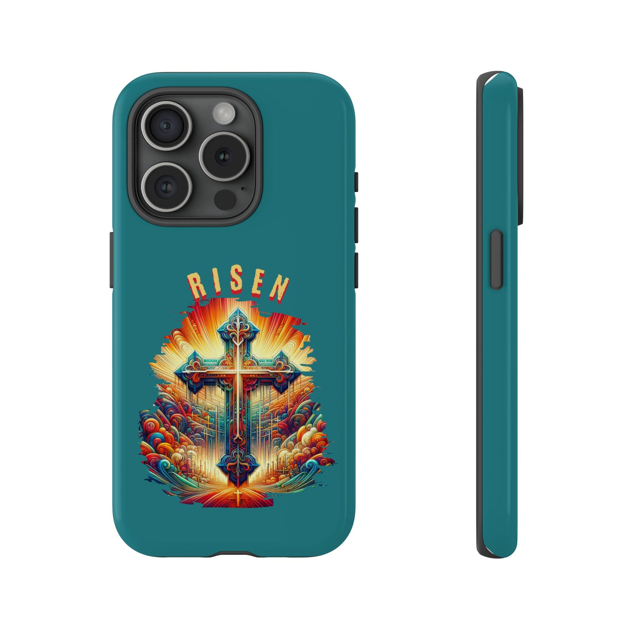 He is Risen Christian Cross Phone Case for iPhone 15 Series and Samsung S23 Series - Encore2woiPhone 15 ProGlossy