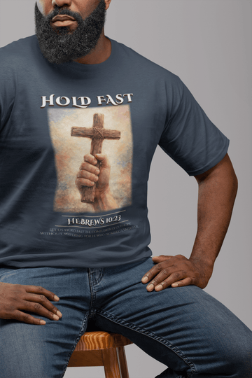 Hold Fast Hebrews 10:23 Comfort Colors 1717 Christian Graphic Tee - Encore2woNavyS