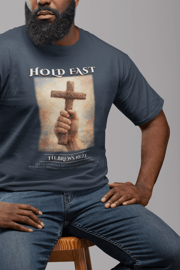 Hold Fast Hebrews 10:23 Comfort Colors 1717 Christian Graphic Tee - Encore2woNavyS