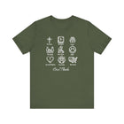 Icons of Faith and Life T-Shirt - Christian Virtues Design - Encore2woMilitary GreenS